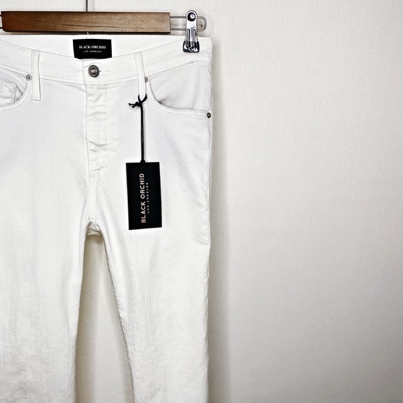 SOLD Black Orchid white frayed Crop Jean sz 27 - Picture 2 of 7